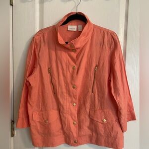 Chico's Coral Utility Jacket with Gold Accents